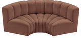 Arc Vegan Leather Upholstered 3-Pc. Inward Curved Modular Sectional, Cognac