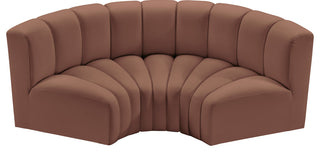 Arc Vegan Leather Upholstered 3-Pc. Inward Curved Modular Sectional, Cognac