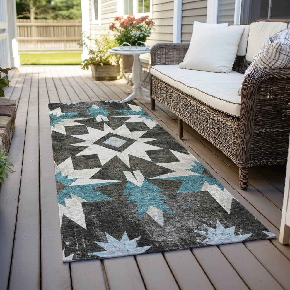 Machine Washable Indoor/Outdoor Chantille ACN1893 Coffee 2'3" x 7'6" Runner Rug