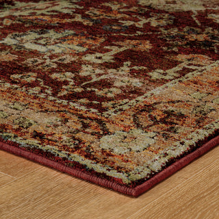 Adeline Distressed Bordered Red and  Gold Area Rug, 2'3"x8'