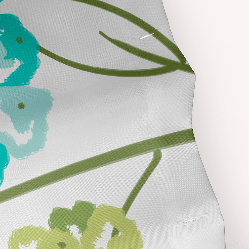 70"Wx73"L, Hydrangeas, Floral Print Shower Curtain, Yellow, 70"x73"