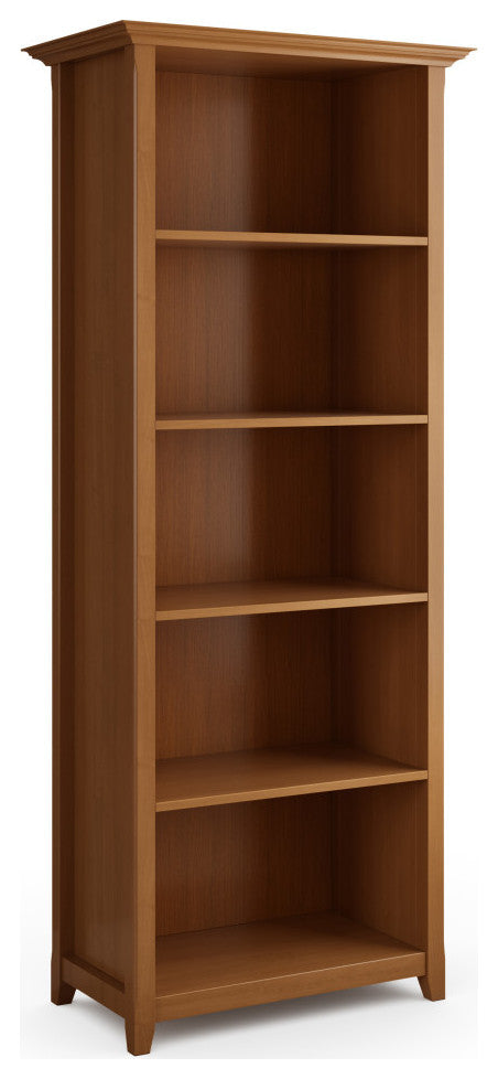 Amherst SOLID WOOD 5 Shelf Bookcase, Light Golden Brown