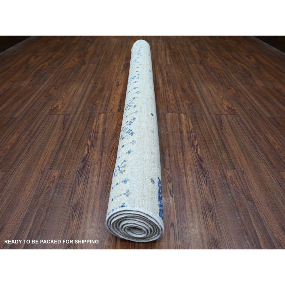 Gray Kashkuli Gabbeh Pure Wool Hand Knotted Oriental Rug, 6'x8'8"