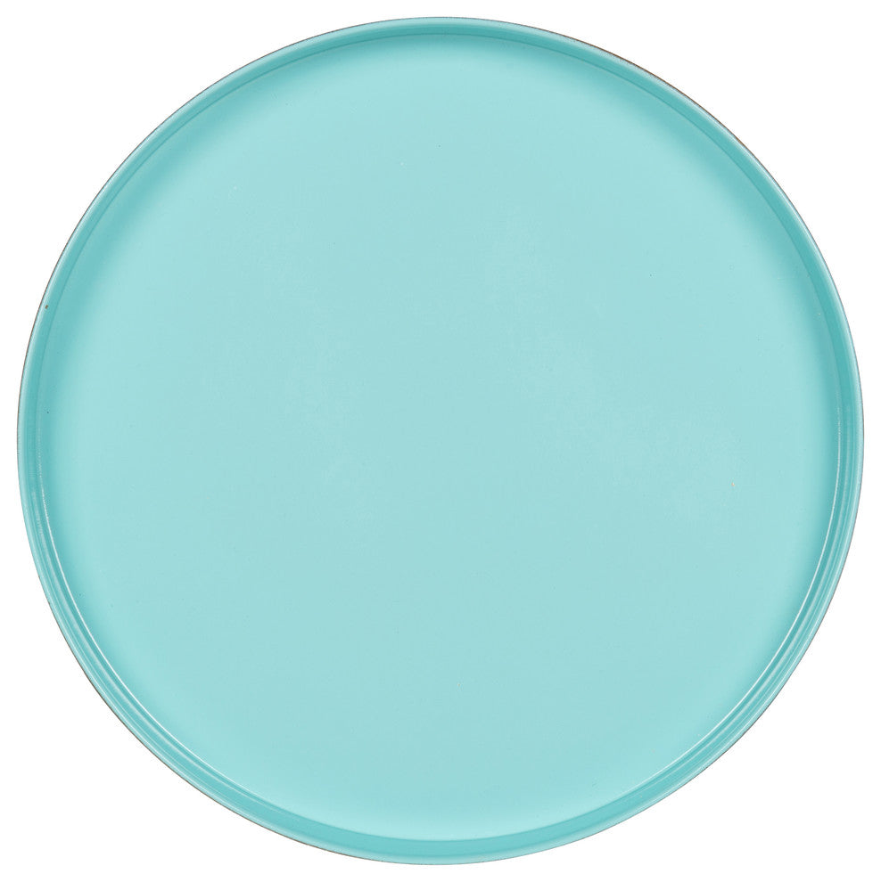 Kate and Laurel Celia Round Metal Foldable Tray Accent Table, Gold and Pastel Te