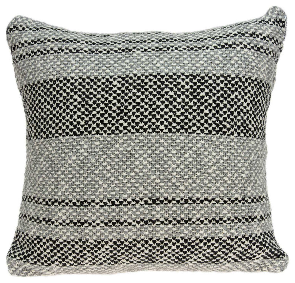 HomeRoots Square Gray Regatta Stripe Accent Pillow Cover