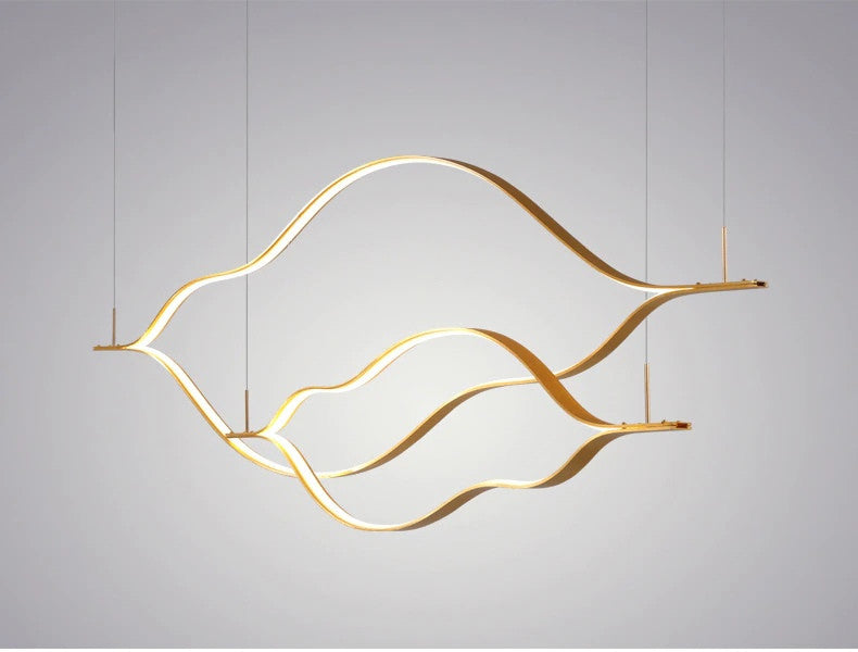 Kussnacht | Creative Gold Wave Chandelier for Dining Room, 71"