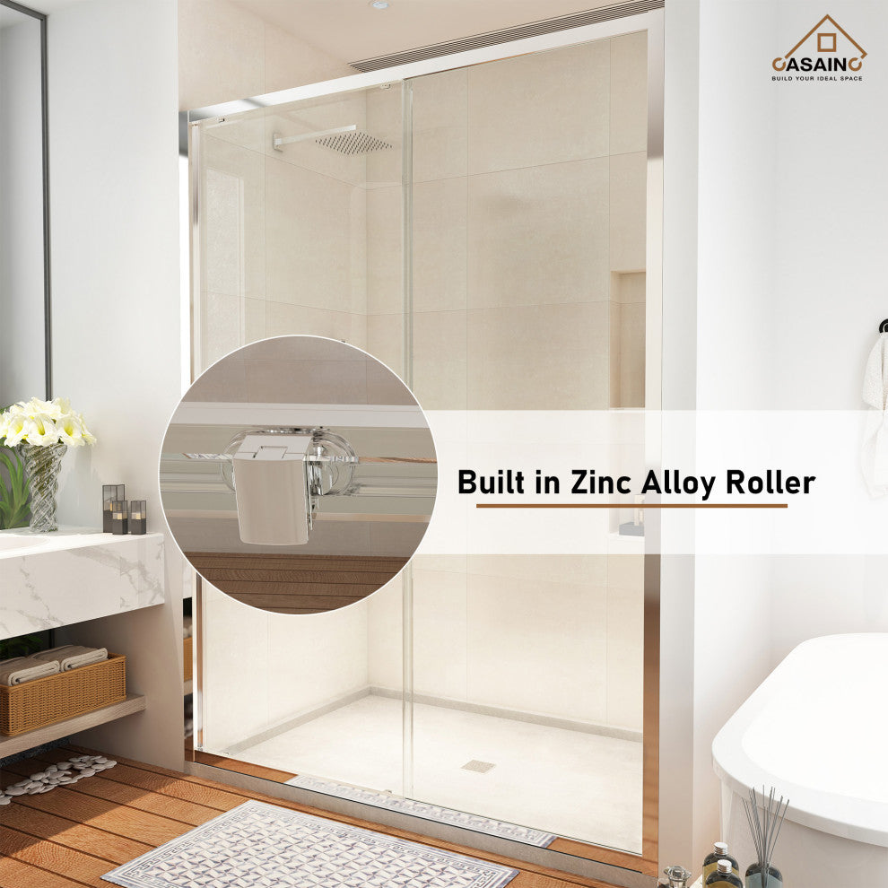 48-in x 72-in Framed Sliding Shower Door, Chromed