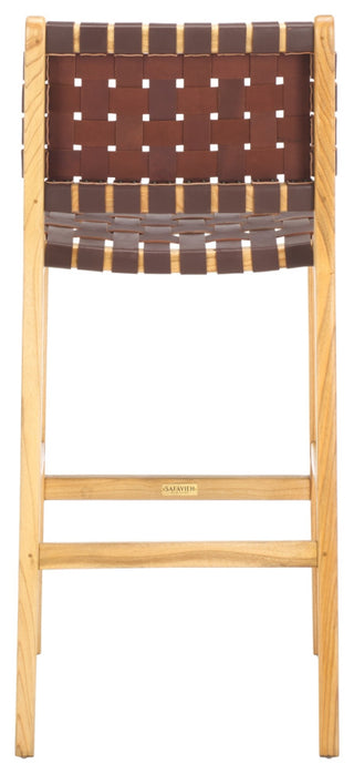 Safavieh Adah Leather Bar Stool, Cognac/Natural