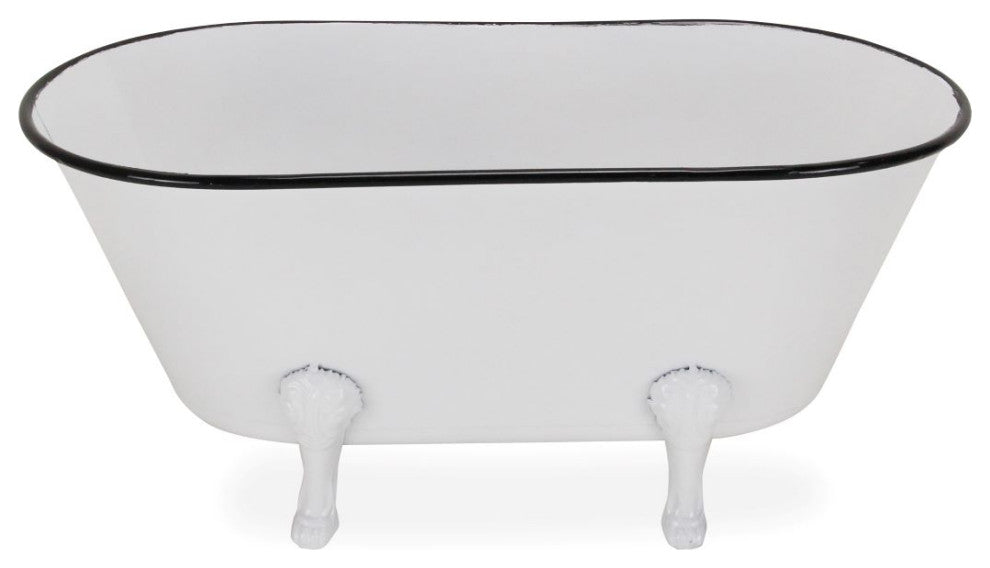Lavande Metal Tub Decor - Small - White