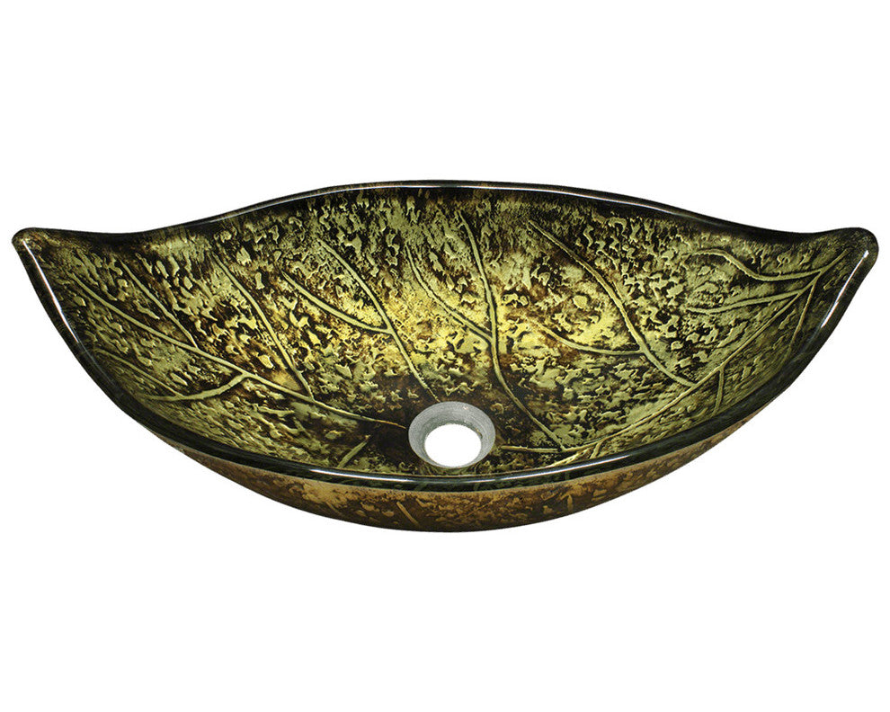 Foil Undertone Leaf Glass Vessel Sink, Green