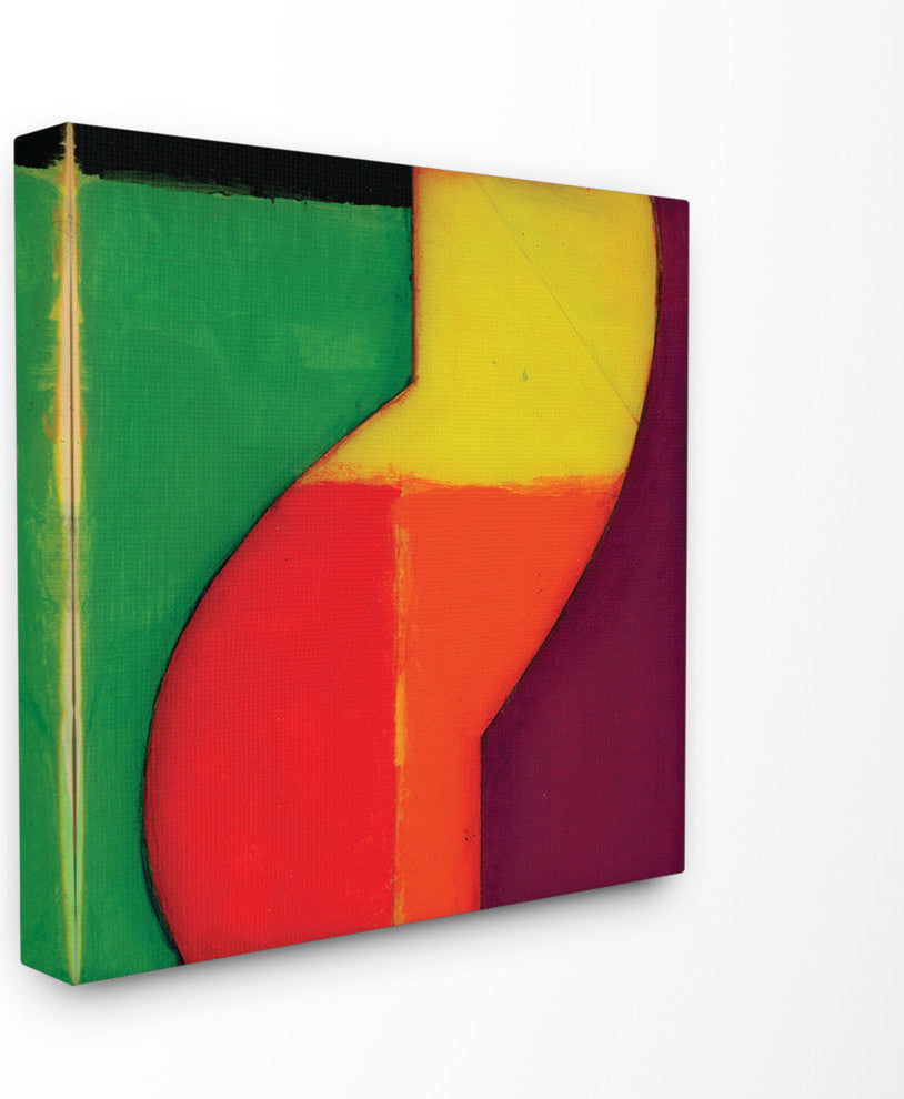 Modern Zig Zag Red and Green, 24"x24", Stretched Canvas Wall Art