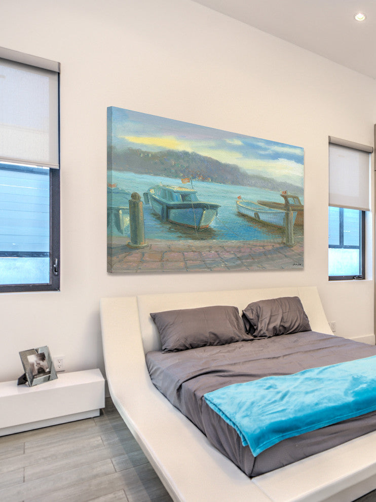 "Morning Dockside" Print on Canvas by Julie Joy