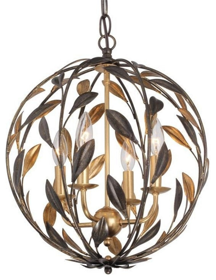Broche 4-Light Bronze Sphere Mini Chandelier