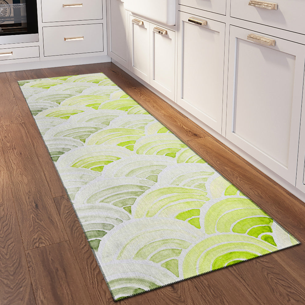 Indoor/Outdoor Seabreeze SZ5 Lime-In Machine Washable 2'3" x 7'6" Runner Rug
