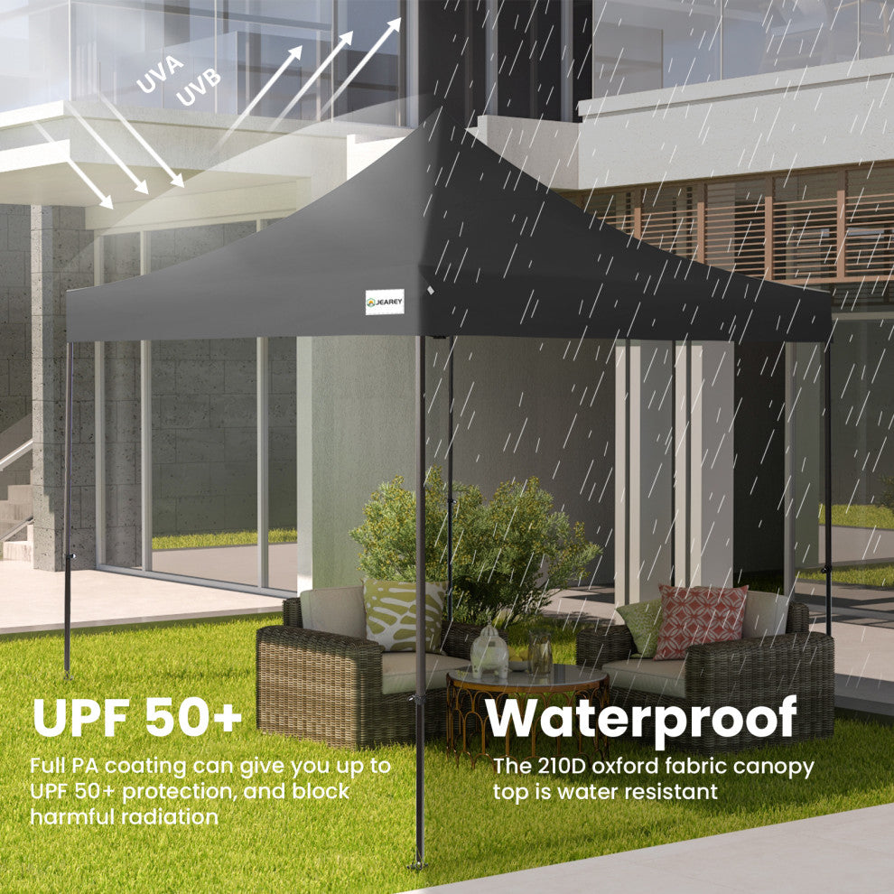 JEAREY Pop Up Canopy Tent, Outdoor Canopy, 4 Sand Bags, Black, 10x10ft