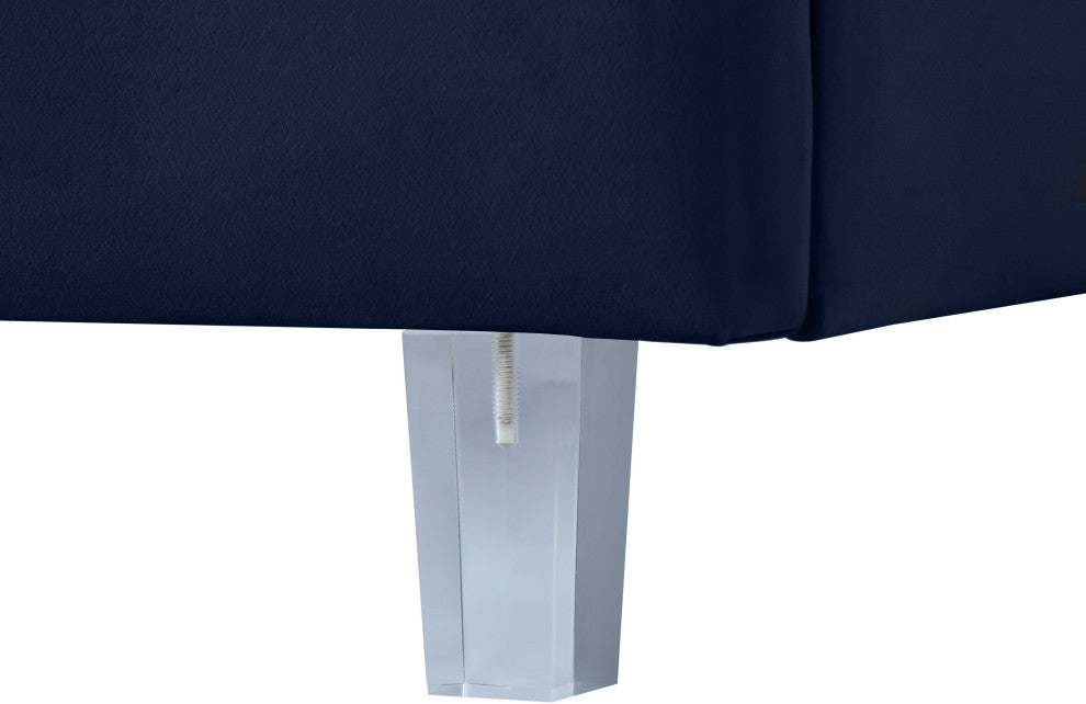 Rainbow Velvet Upholstered Bed, Navy, King