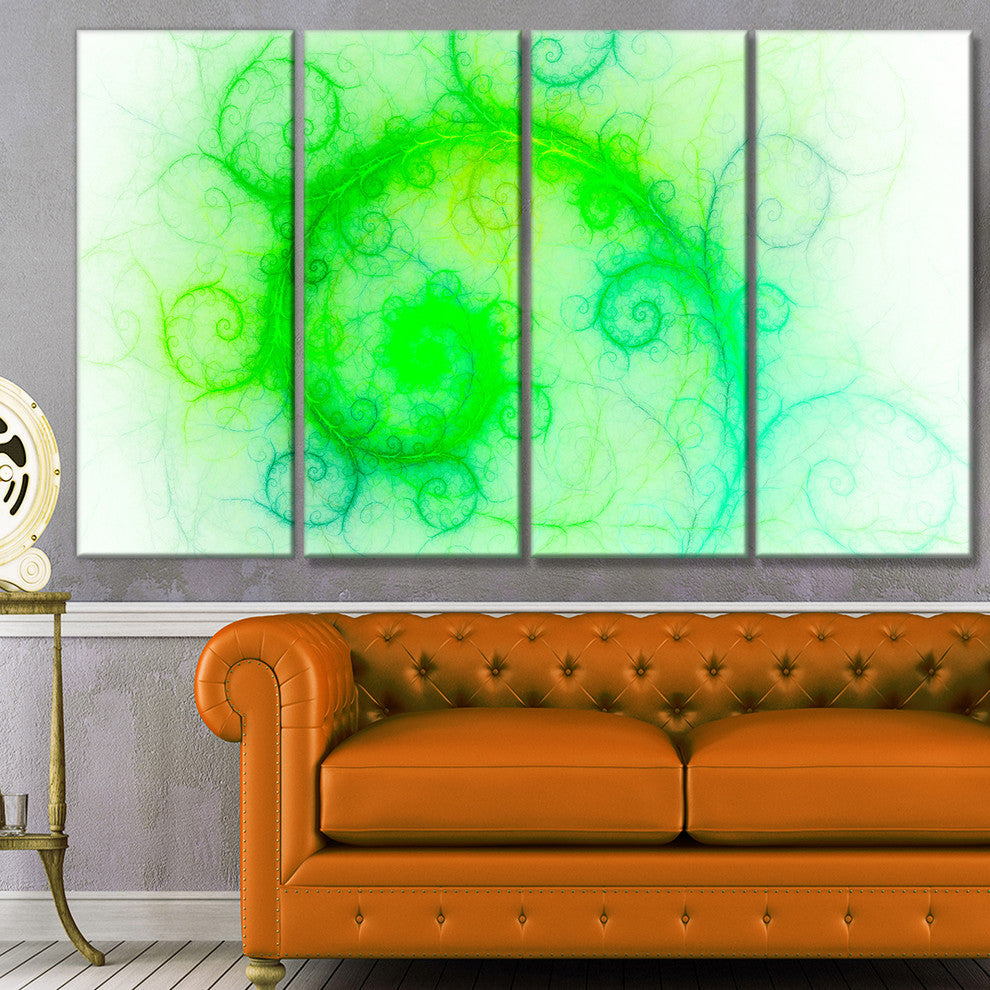 Beautiful Bright Green Pattern, Abstract Wall Art Canvas, 48"x28", 4 Panels