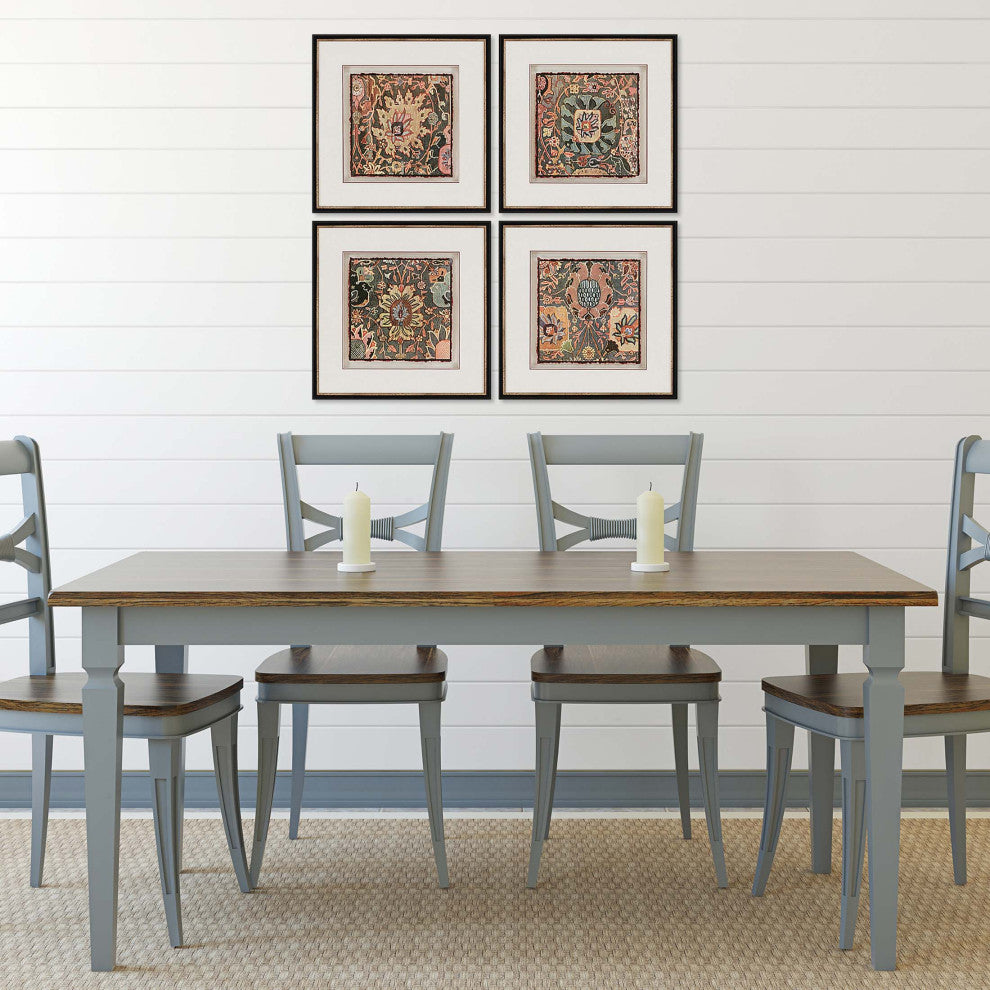 Persian Carpet Artwork, Set of 4, 22"x22"