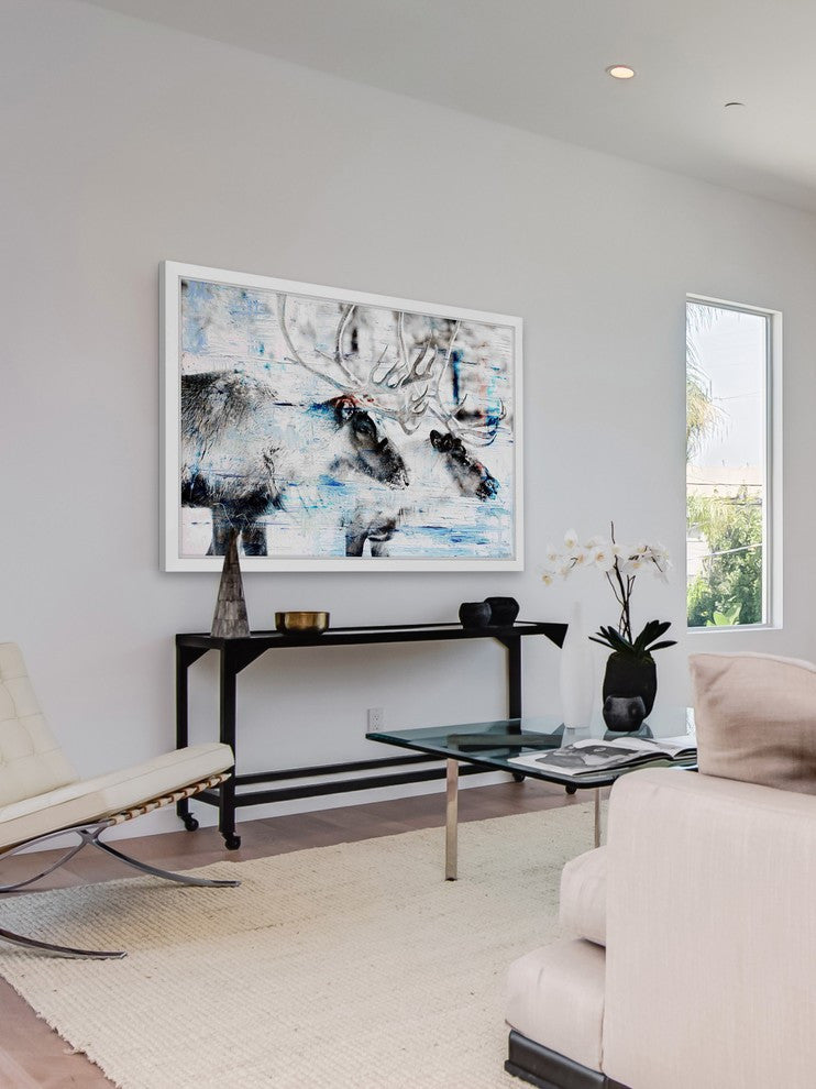 Parvez Taj "Conversating Deer" Framed Painting Print, 18"x12"