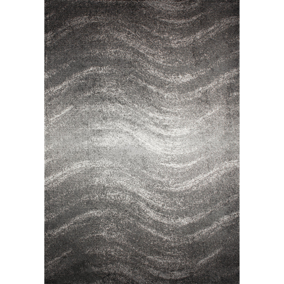 Nuloom Contemporary Ombre Waves Polypropylene Rug, Charcoal 6'7"x9'