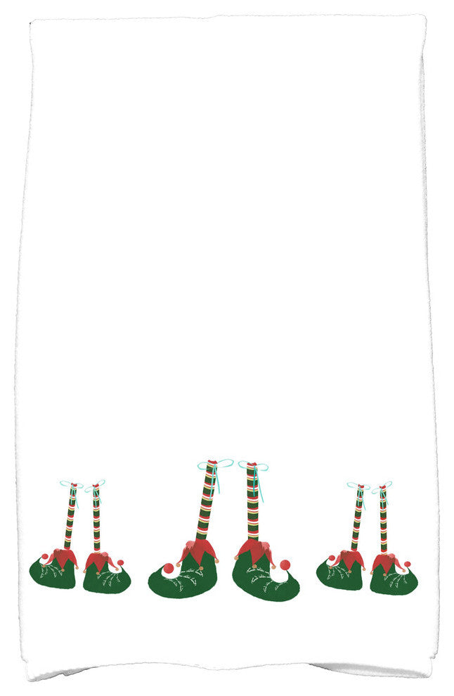 Elfin Magic Holiday Geometric Print Kitchen Towel, White
