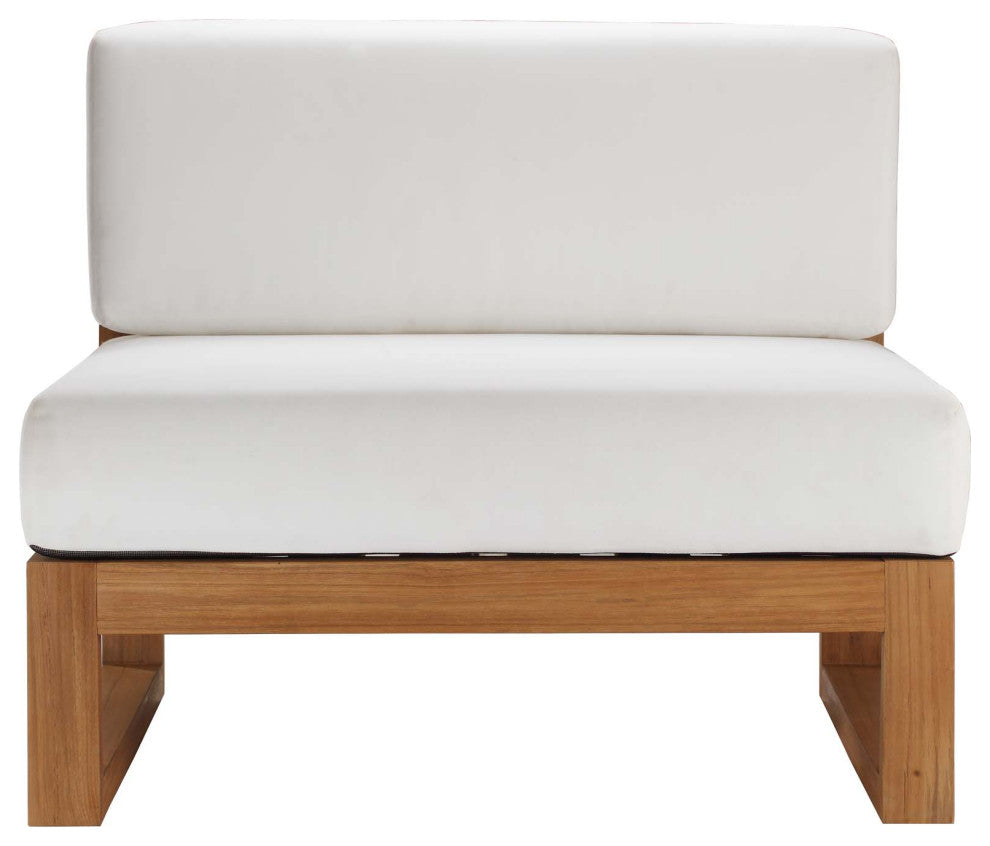 Lounge Middle Chair, White Natural, Teak Wood, Modern, Outdoor Hospitality