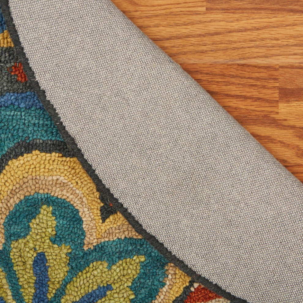 4' Round Blue Floral Mandala Area Rug
