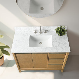 Vanity Art Bathroom Vanity With Sink, Natural Oak, 42" Single
