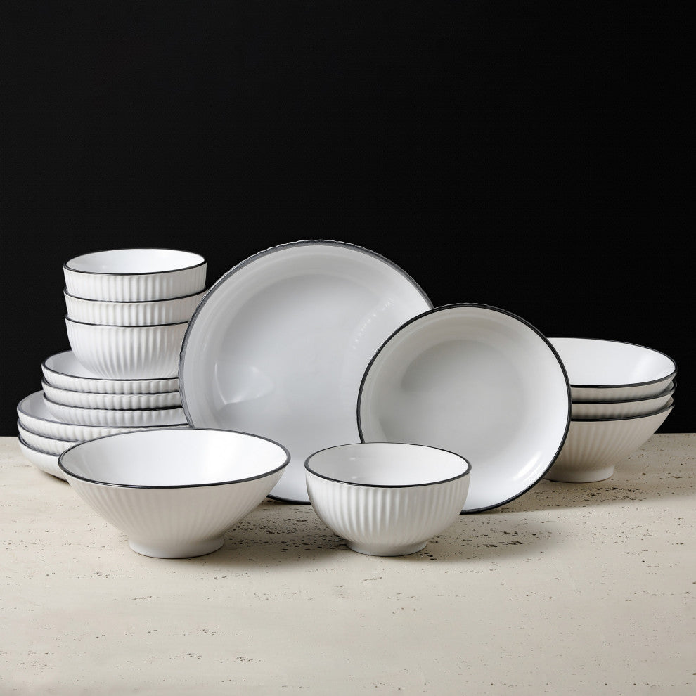 Christian Siriano Lustra Stoneware 16 Piece Dinnerware Set, White