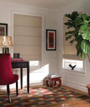 Deluxe Roman Shades Plain Fold, 33Wx96H Captiva Seaport