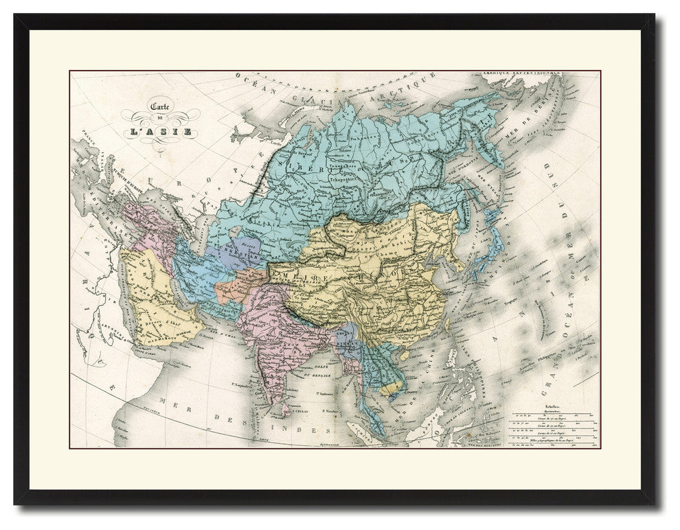 Asia Vintage Antique Map Wall Art, 28"x37"