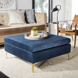 Elin Square Ottoman Navy/ Brass