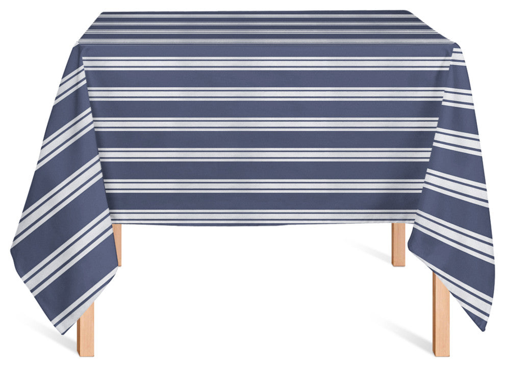Navy and White Stripes 58x58 Tablecloth
