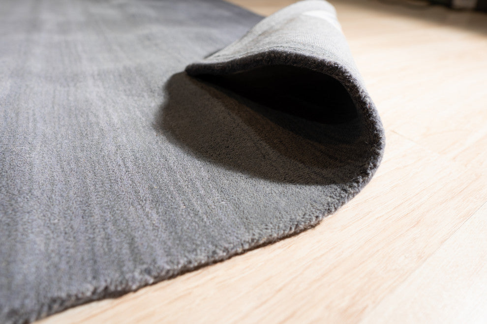 Handmade Wool Gray Transitional Stripe Horizon Rug, 5' X 8'