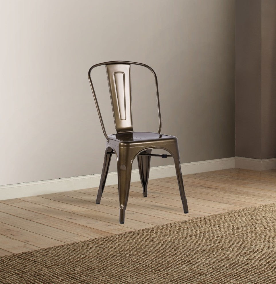 Steel Side Chair, Set of 2, Bronze