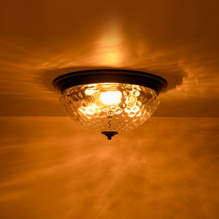 Modern 3-Light Bowl Hammered Glass Ceiling Light