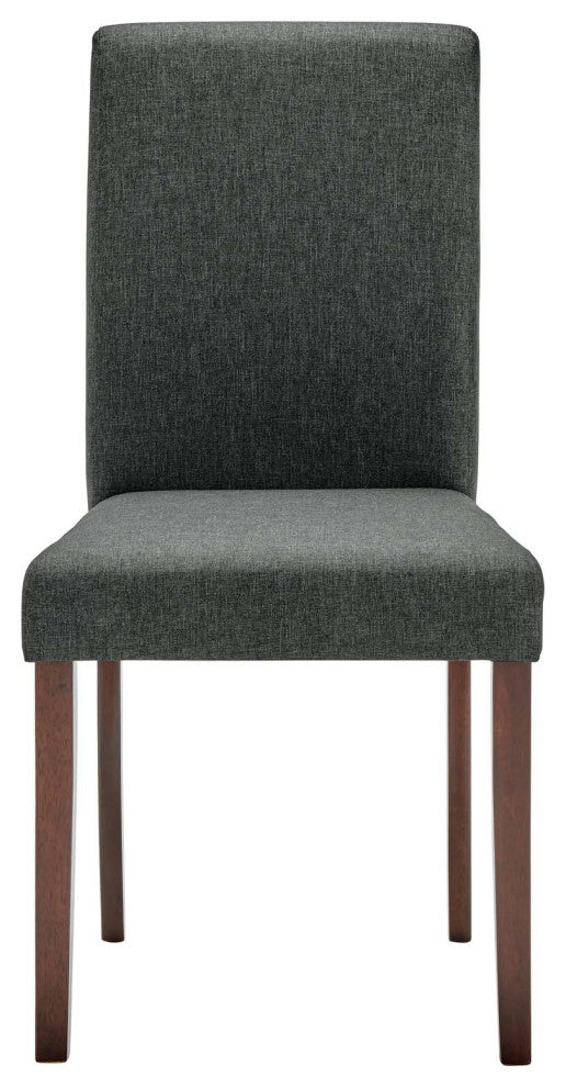 Side Dining Chair, Set of 2, Fabric, Wood, Gray, Modern, Bistro Restaurant
