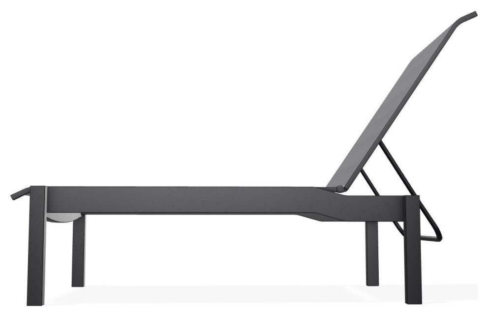 Leeward Sling Stackable Outdoor Chaise Lounge, Augustine Pewter/Black