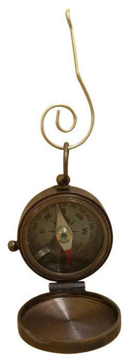 Antique Copper Compass With Lid Christmas Ornament 4"
