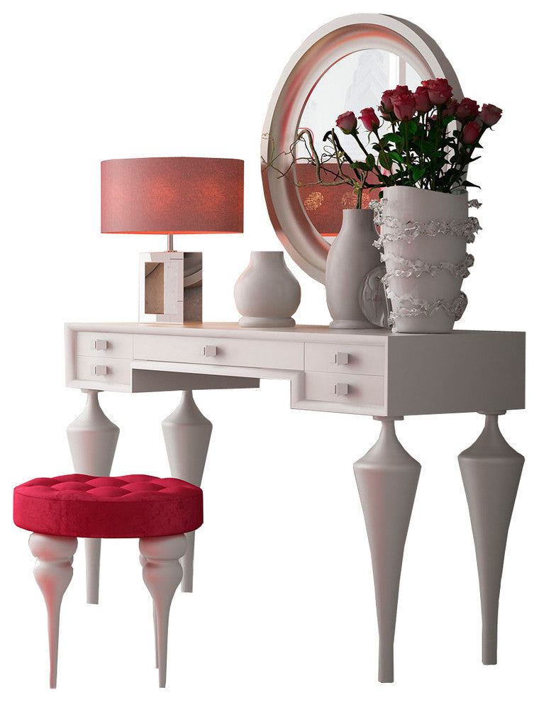 T01 Bedroom Make-up Vanity 55", White, Glossy Finish