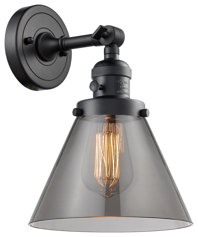 INNOVATIONS LIGHTING 203SW-BK-G43-LED Large Cone 1 Light Sconce