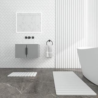 Diatomite Quick-Dry Stone Bath Mat Set, Natural White, X-Large/Medium Mats