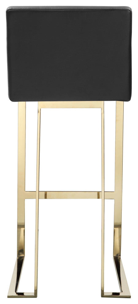 Dexter Bar Stool Faux Leather Black and Gold