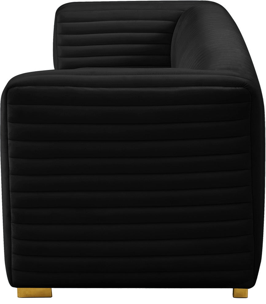 Ravish Velvet Upholstered Chair, Black, Sofa