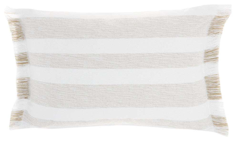 Mina Victory SS919 Throw Pillow, Taupe, 14"X20"