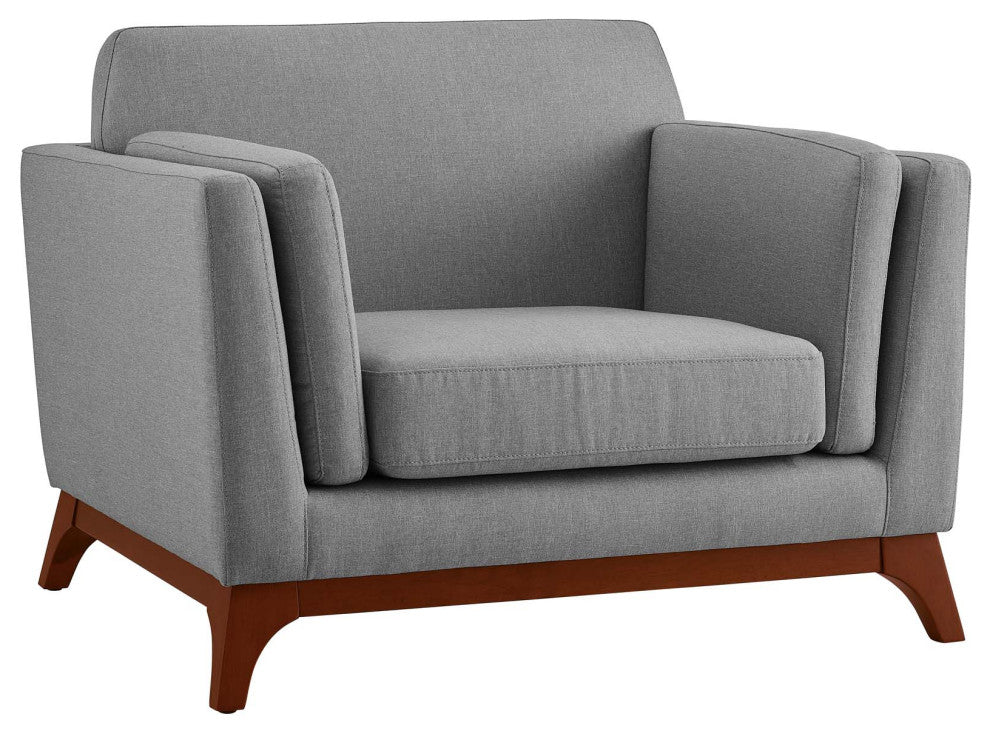 Chance Upholstered Fabric Armchair, Light Gray