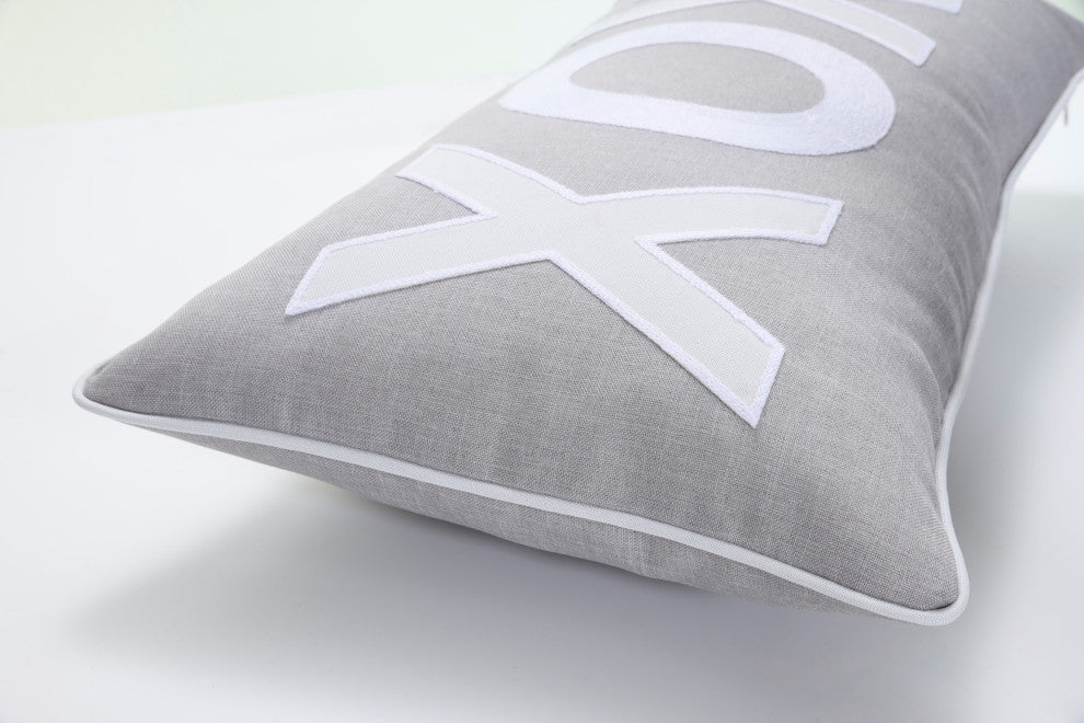 Indoor Valentines XOXO Gray Rectangular Throw Pillow