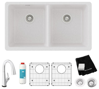 Quartz Classic 33" Undermount Sink Kit With Filtered Faucet, White