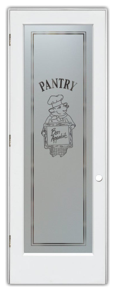 Pantry Door - Piggy Chef - Primed - 24" x 84" - Knob on Right - Pull Open