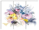 Textured Floral Drawing, Extra Large Floral Wall Art, 36x28, 3 Panels